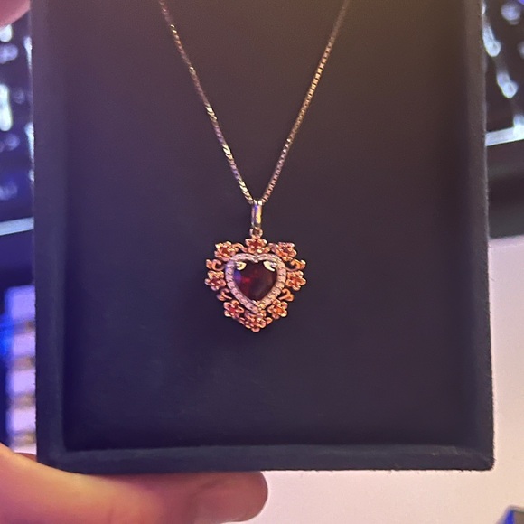 Enchanted Jewelry - Radiant Heart Pendant Necklace in Gold and Pink